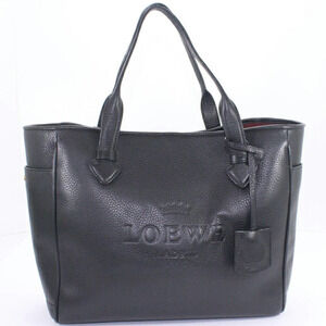 LOEWE Heritage Tote Bag Handbag Black Embossed Leather